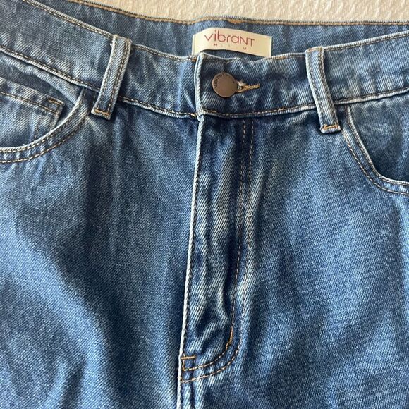 NWOT Vibrant Women’s Distressed Blue High Waisted Denim Jean Joggers Size Large - Picture 6 of 14